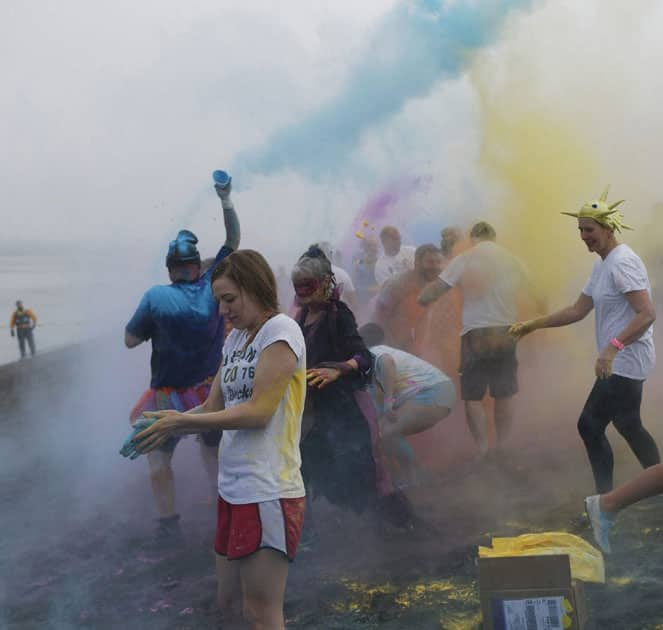 People participate in the ColorPlunge