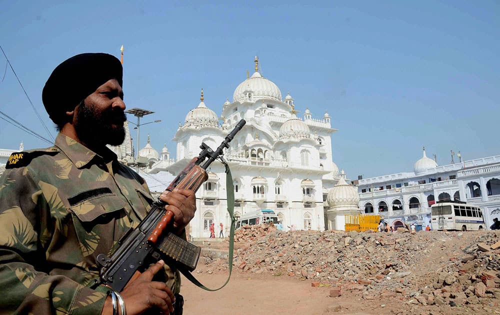 Tight security at out-side Takht Harmadir Sahib Gurudawara