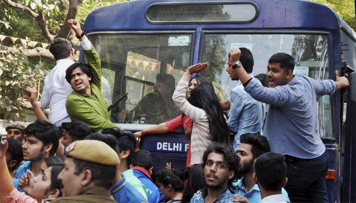 Ramjas college violence: ABVP stages march to reflect DU&#039;s &#039;nationalistic sentiments&#039;