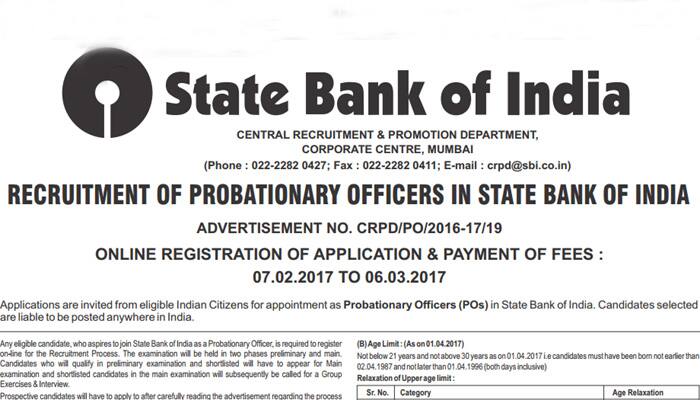 SBI PO exam 2017: Last date to register for 2313 vacancies today, apply now at www.sbi.co.in