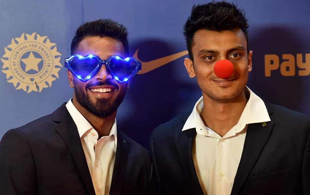 Hardik Pandya and Axar Patel during the BCCI Annual award