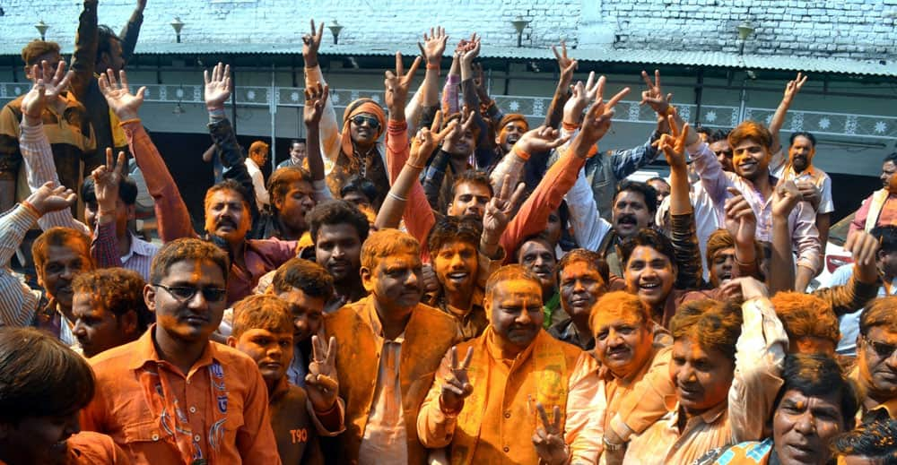 BJP supporters celebrate