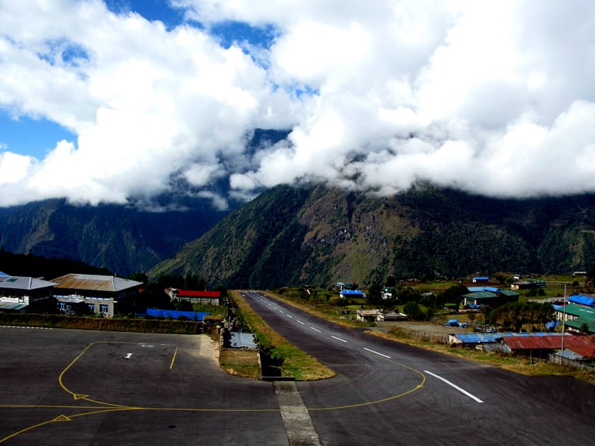 Landing at Lukla Airport in Nepal