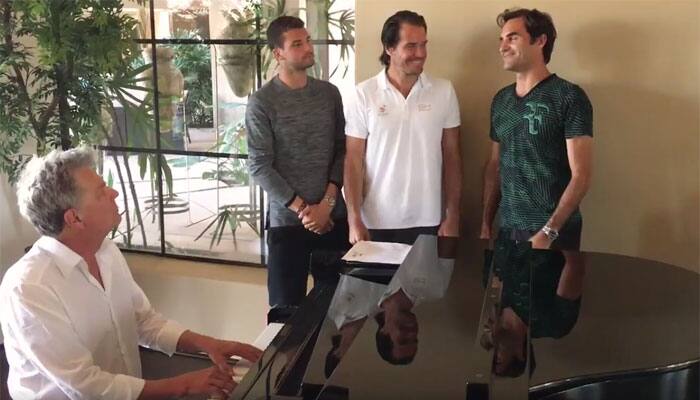 Backhand Boys: Roger Federer&#039;s &#039;band&#039; takes social media by storm — WATCH