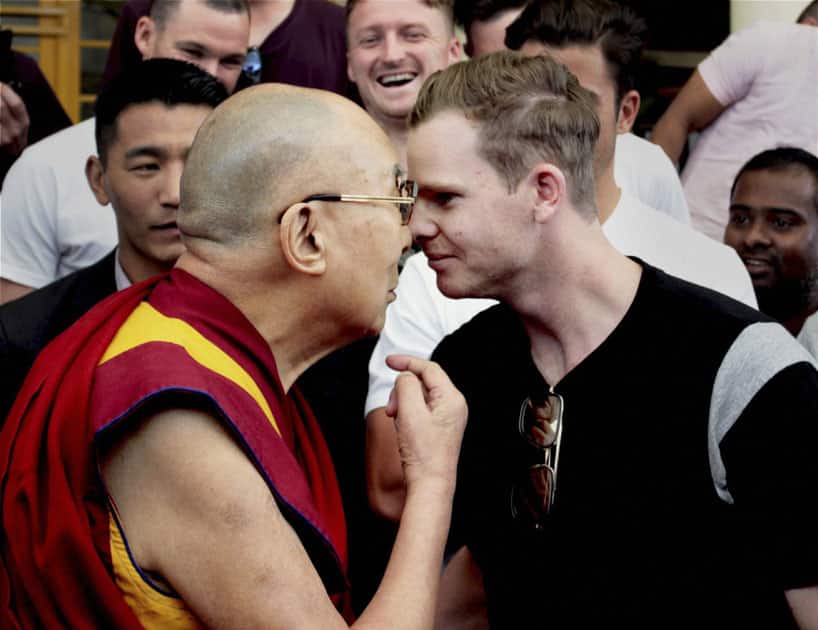 The Dalai Lama meets the Australian team The Dalai Lama meets the Australian team