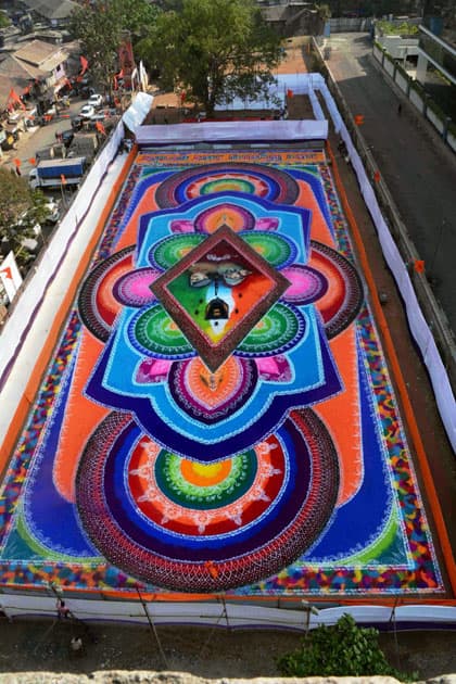 Huge Rangoli for Gudipadwa Festival