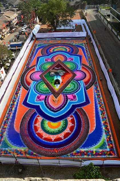 Huge Rangoli for Gudipadwa Festival