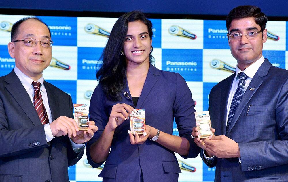 Shuttler PV Sindhu after she was announced as Panasonic Energys brand ambassdor 