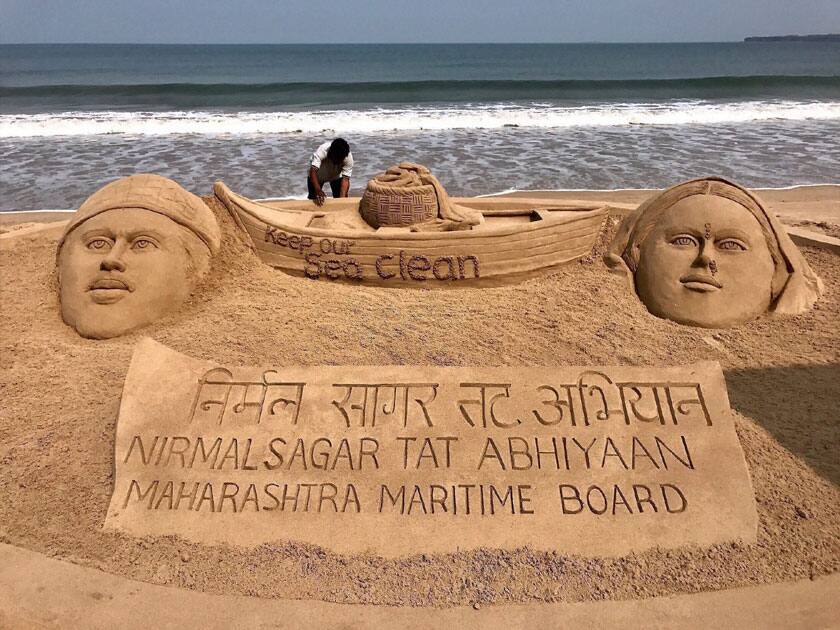 Sand artist Sudarsan Pattnaik creates sand art