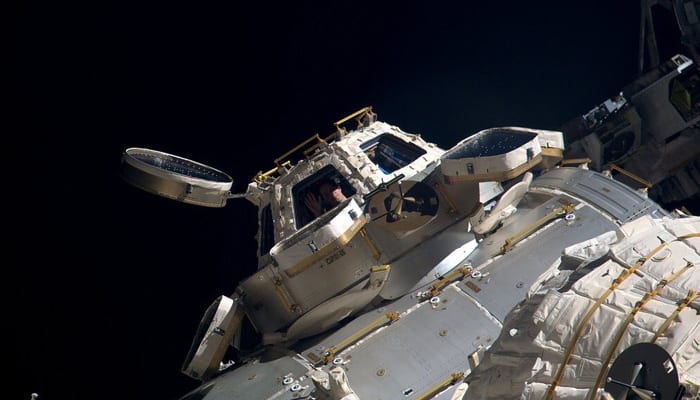 French astronaut Thomas Pesquet waves to fellow crew member from ISS cupola!