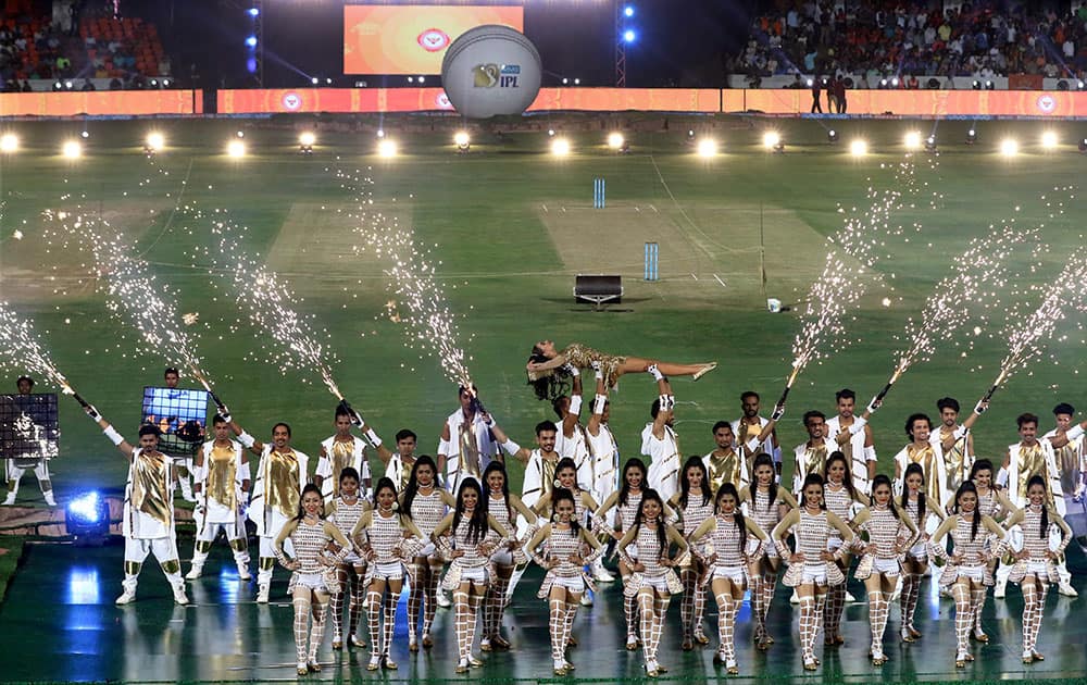 Amy Jackson performs during the opening ceremony of IPL