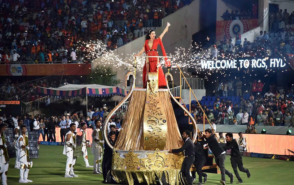 Amy Jackson performs during the opening ceremony of IPL