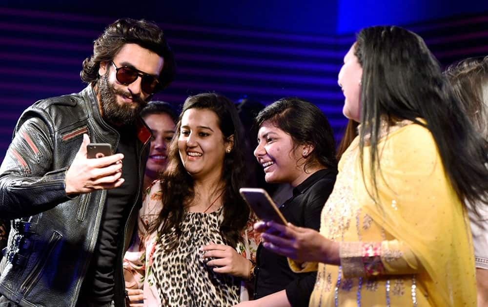 Ranveer Singh interacts with fans at a promotional event