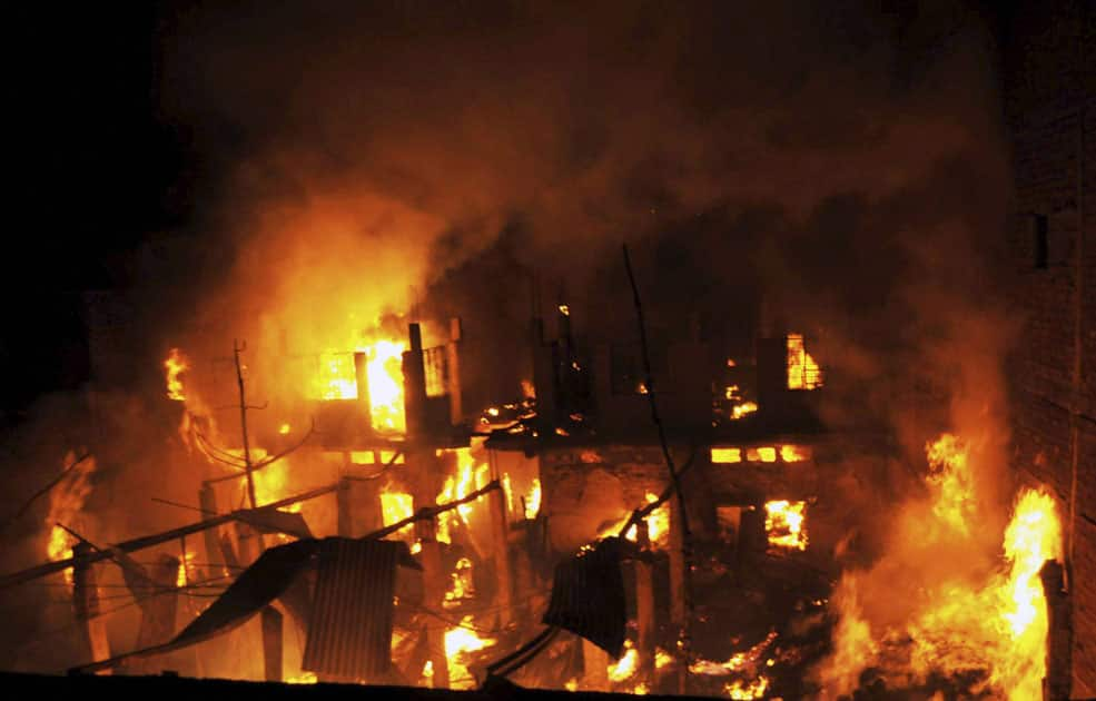 Fire in a junkyard in Bhopal