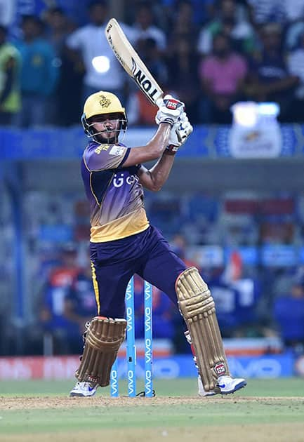 Manish Pandey plays a shot during the IPL match against Mumbai Indians