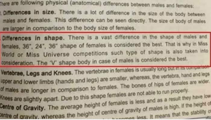 Class 12 book defines &#039;36-24-36&#039; as best female body shape, sparks row