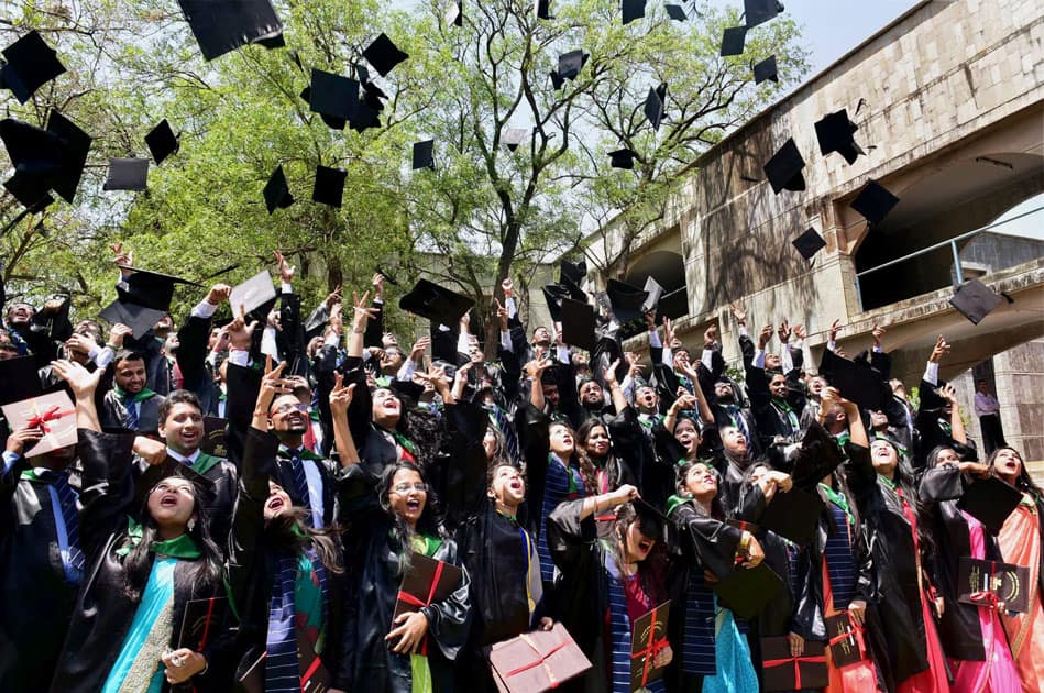 Students toss hats in Bhopal