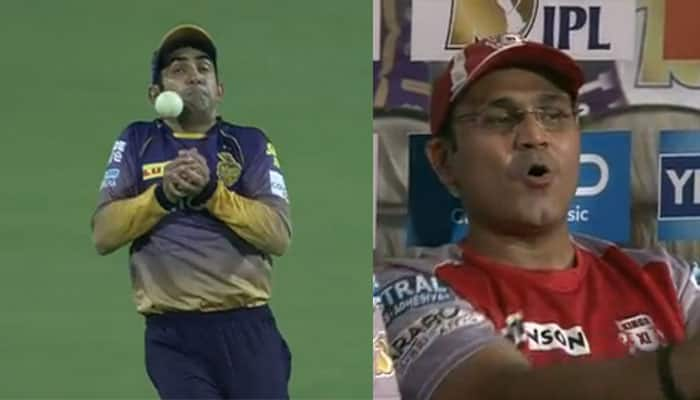 IPL 10: Gautam Gambhir&#039;s 1-2-3-4 juggle catch leaves Virender Sehwag amused – Watch Video