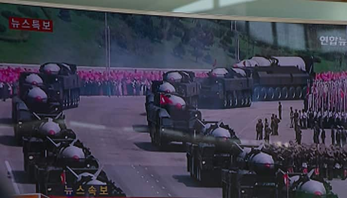 North Korea displays submarine-based missiles for first time at military parade