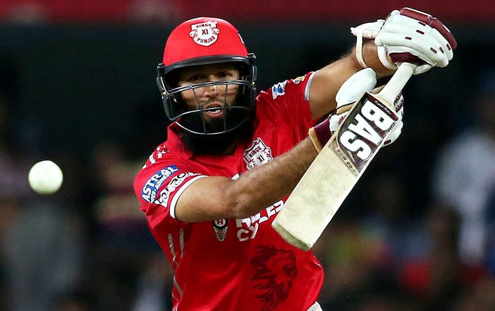 Hashim Amla of Kings XI Punjab plays a shot during IPL