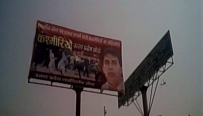 To protest stone-pelting on security forces, banners asking Kashmiris to leave Uttar Pradesh surface in Meerut 