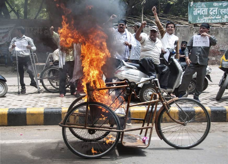 Differently abled people protest in Delhi