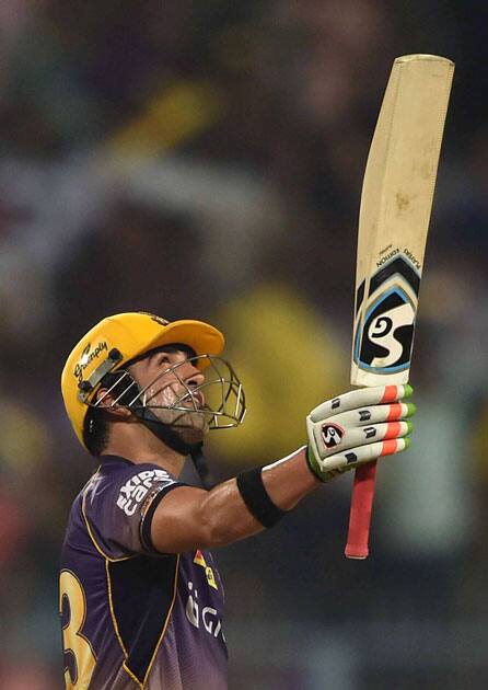 Gautam Gambhir celebrates his fifty