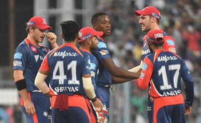 Kagiso Rabada of DD celebrates