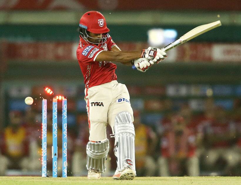 Wriddhiman Saha is bowled by Siddarth Kaul