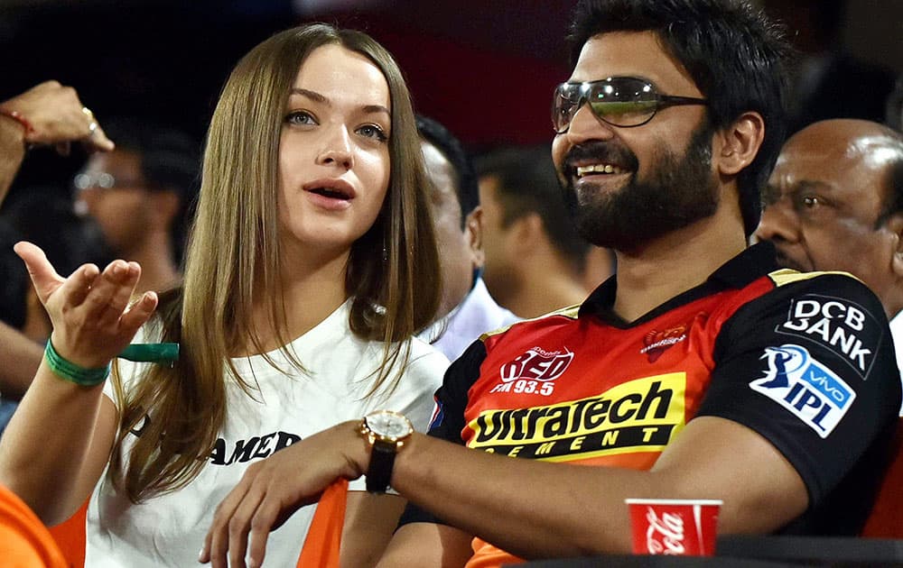 Sumanth at the IPL cricket match between Sunrisers Hyderabad and Kolkata Knight Riders