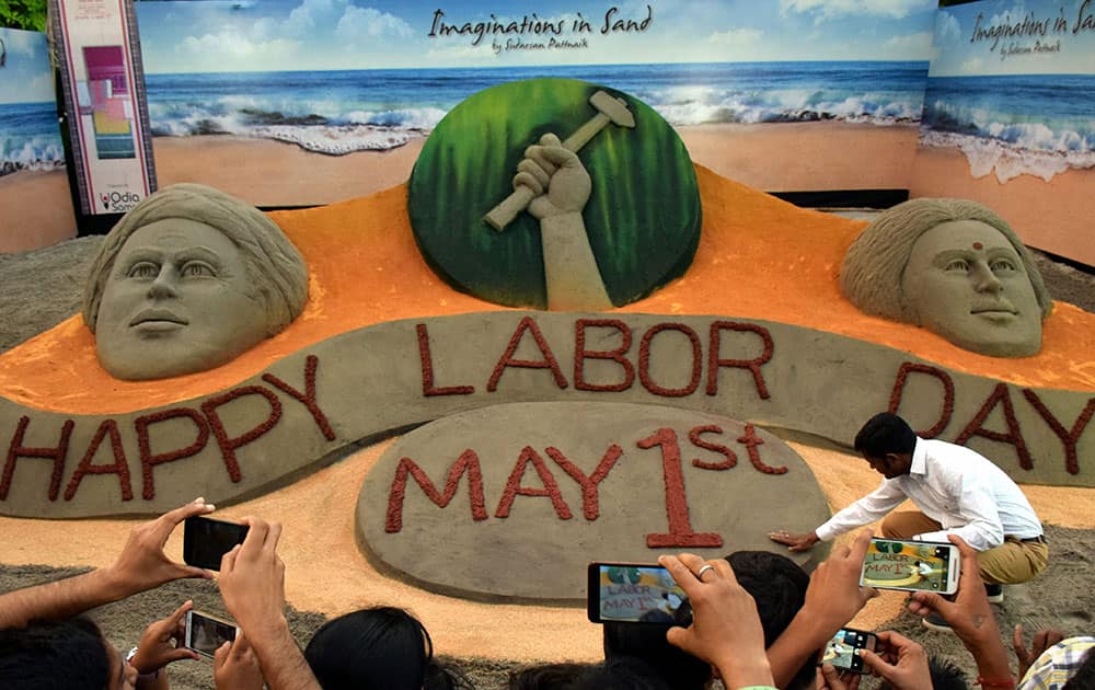 Sand art on Labour Day