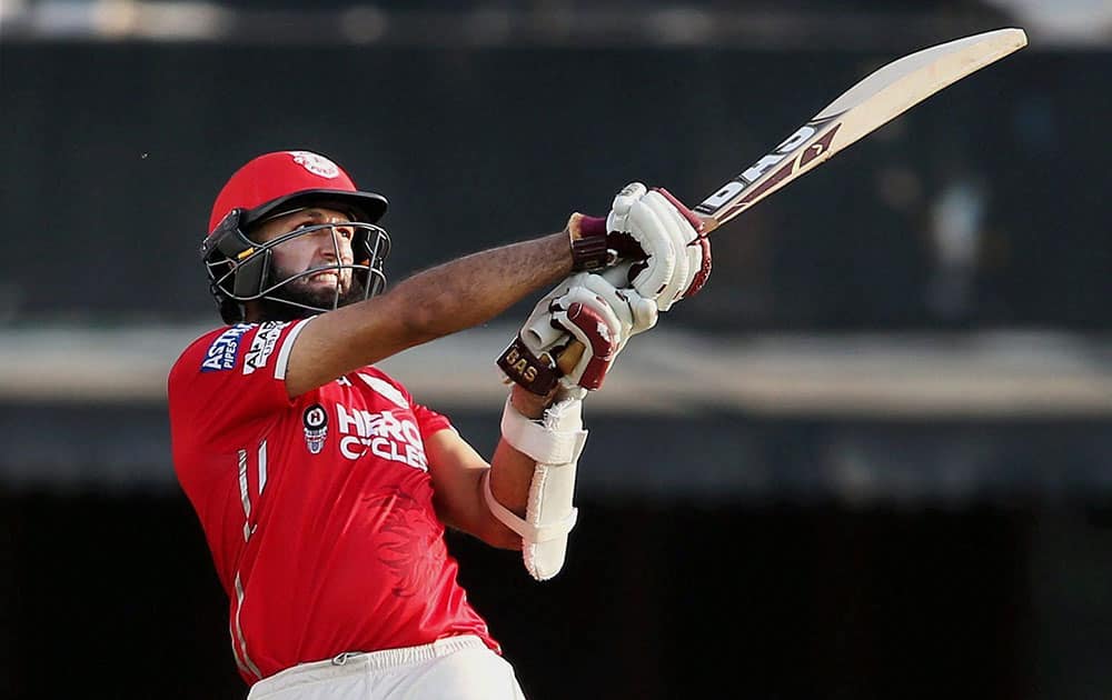 Hashim Amla plays a shot during the IPL match against Delhi Daredevils