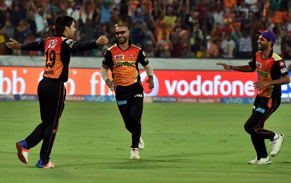 Rashid Khan celebrates wicket of Gautam Gambhir