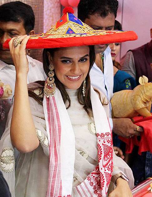 Bollywood actress Neha Dhupia at Pathsala in Assam