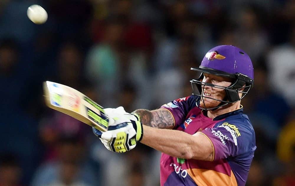 Ben Stokes plays a shot during the IPL T20 match