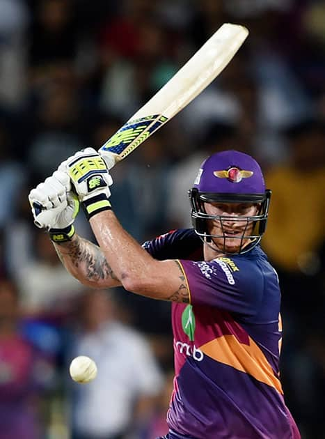 Ben Stokes plays a shot during the IPL T20 match