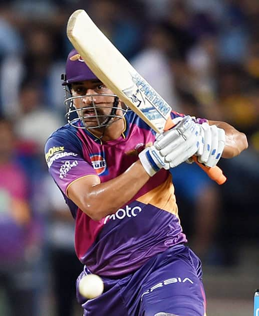 M.S.Dhoni plays a shot during the IPL T20 match