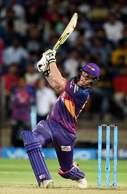 Ben Stokes plays a shot during the IPL T20 match