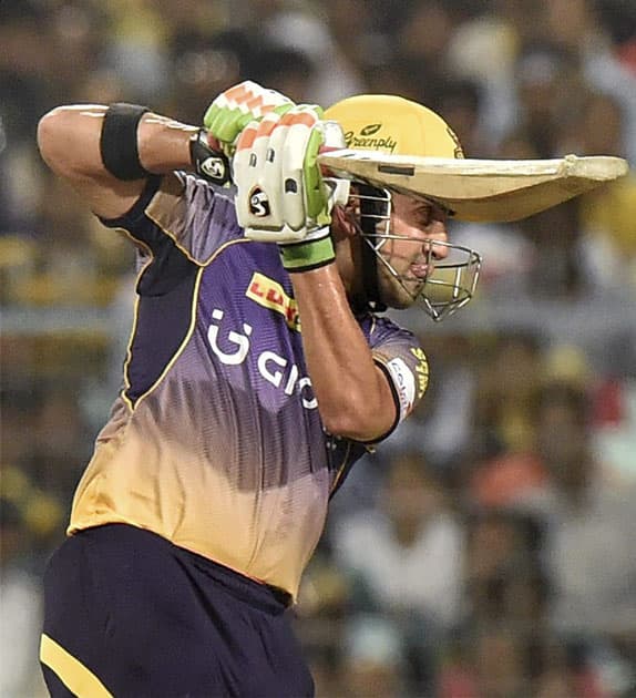 Captain Gautam Gambhir plays a shot