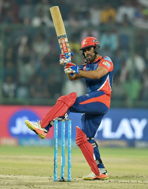 Delhi Daredevils captain Karun Nair plays Delhi Daredevils captain Karun Nair plays