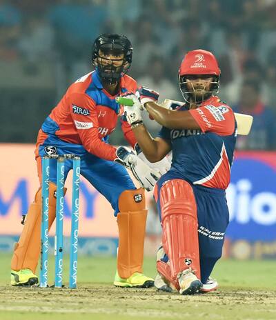 Delhi Daredevils batsman Rishabh Pant plays a shot