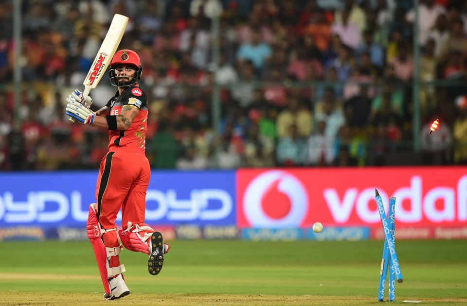 Bangalore Skipper Virat Kohli looks on after his dismissal