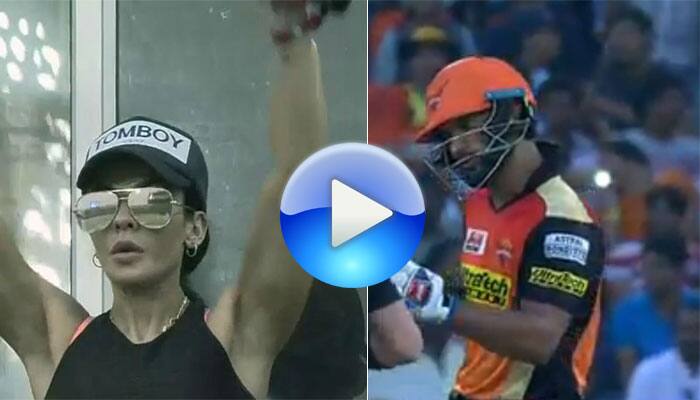 WATCH: IPL&#039;s WAG moment! Mrs. Dhawan on her feet as husband Shikhar hits Jaydev Unadkat for six