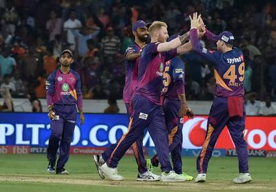 Ben Stokes of RPS celebrates fall of a wicket
