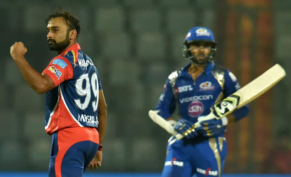 Amit Mishra celebrates after taking wicket) Amit Mishra celebrates after taking wicket)