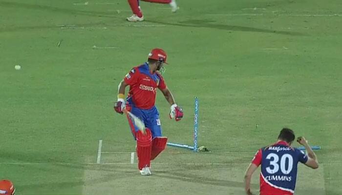 WATCH: Gujarat Lions captain Suresh Raina loses his wicket in shameful fashion to Pat Cummins