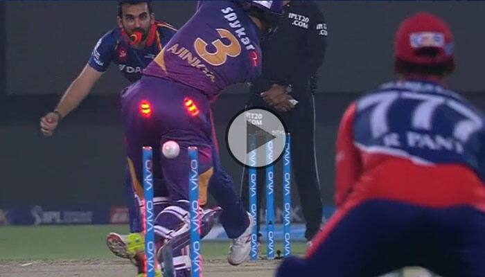 WATCH: Vintage Zaheer Khan sends Ajinkya Rahane&#039;s middle stump flying with the ball of IPL 2017