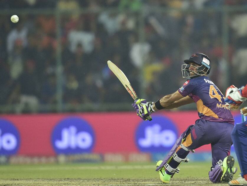 Rising Pune Supergiant batsman Manoj Tiwari plays a shot