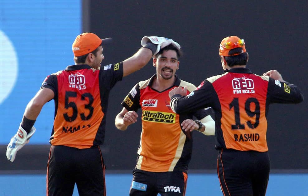 Mohammed Siraj of Sunrisers Hyderabad celebrates