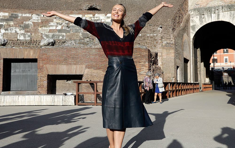 Maria Sharapova poses during an exhibition Maria Sharapova poses during an exhibition